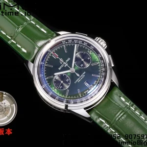 Breitling Premier Chrono AB0118A71G1P2 SS 42mm BLSF 1:1 Best Edition Green/Black Dial on Green Leather Strap A7750 - Super Clone Watch | 1:1 Best Version