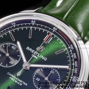Breitling Premier Chrono AB0118A71G1P2 SS 42mm BLSF 1:1 Best Edition Green/Black Dial on Green Leather Strap A7750 - Super Clone Watch | 1:1 Best Version