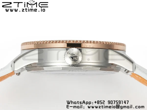 Breitling Navitimer 1 RG 35mm BLS 1:1 Best Edition MOP Diamond Dial on White Leather Strap A2824 - Super Clone Watch | 1:1 Best Version