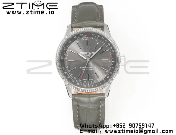 Breitling Navitimer 1 SS 35mm BLS 1:1 Best Edition Black Dial on Black Leather Strap A2824 - Super Clone Watch | 1:1 Best Version