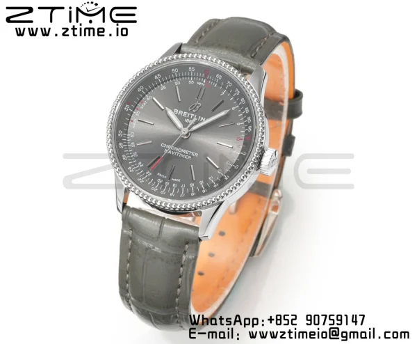 Breitling Navitimer 1 SS 35mm BLS 1:1 Best Edition Black Dial on Black Leather Strap A2824 - Super Clone Watch | 1:1 Best Version