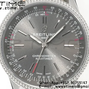 Breitling Navitimer 1 SS 35mm BLS 1:1 Best Edition Black Dial on Black Leather Strap A2824 - Super Clone Watch | 1:1 Best Version