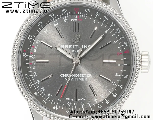Breitling Navitimer 1 SS 35mm BLS 1:1 Best Edition Black Dial on Black Leather Strap A2824 - Super Clone Watch | 1:1 Best Version