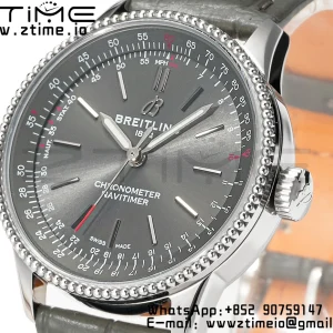 Breitling Navitimer 1 SS 35mm BLS 1:1 Best Edition Black Dial on Black Leather Strap A2824 - Super Clone Watch | 1:1 Best Version