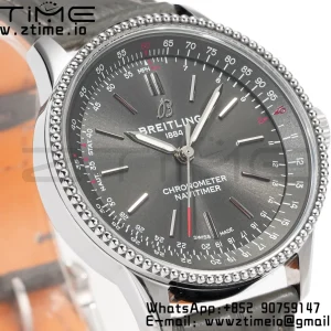 Breitling Navitimer 1 SS 35mm BLS 1:1 Best Edition Black Dial on Black Leather Strap A2824 - Super Clone Watch | 1:1 Best Version
