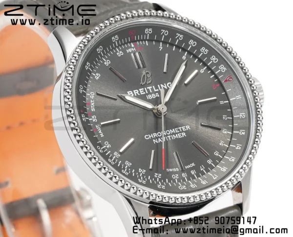 Breitling Navitimer 1 SS 35mm BLS 1:1 Best Edition Black Dial on Black Leather Strap A2824 - Super Clone Watch | 1:1 Best Version