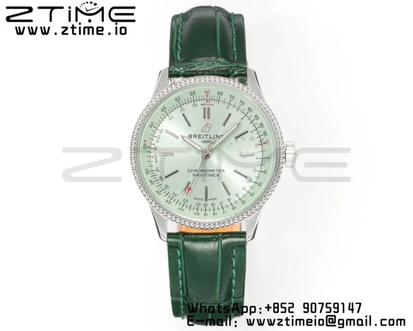Breitling Navitimer 1 A17395361L1P2 SS 35mm BLS 1:1 Best Edition White Dial on Red Leather Strap A2824 - Super Clone Watch | 1:1 Best Version