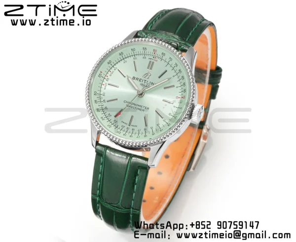 Breitling Navitimer 1 A17395361L1P2 SS 35mm BLS 1:1 Best Edition White Dial on Red Leather Strap A2824 - Super Clone Watch | 1:1 Best Version