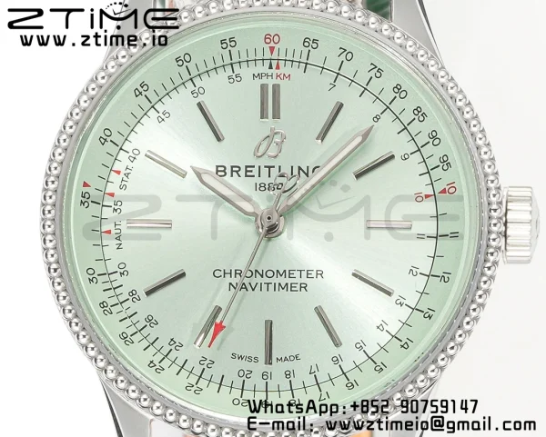 Breitling Navitimer 1 A17395361L1P2 SS 35mm BLS 1:1 Best Edition White Dial on Red Leather Strap A2824 - Super Clone Watch | 1:1 Best Version