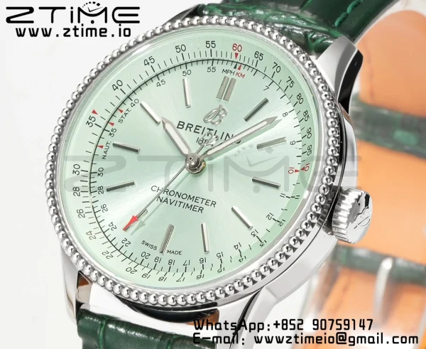 Breitling Navitimer 1 A17395361L1P2 SS 35mm BLS 1:1 Best Edition White Dial on Red Leather Strap A2824 - Super Clone Watch | 1:1 Best Version