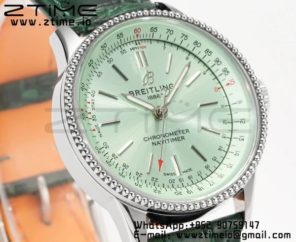 Breitling Navitimer 1 A17395361L1P2 SS 35mm BLS 1:1 Best Edition White Dial on Red Leather Strap A2824 - Super Clone Watch | 1:1 Best Version