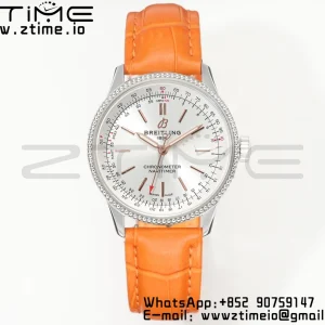Breitling Navitimer 1 A17395F41G1P3 SS 35mm BLS 1:1 Best Edition Silvery Dial on Brown Leather Strap A2824 - Super Clone Watch | 1:1 Best Version