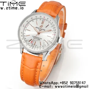 Breitling Navitimer 1 A17395F41G1P3 SS 35mm BLS 1:1 Best Edition Silvery Dial on Brown Leather Strap A2824 - Super Clone Watch | 1:1 Best Version
