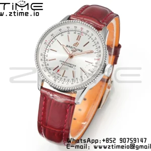 Breitling Navitimer 1 SS 35mm BLS 1:1 Best Edition White Dial on Red Leather Strap A2824 - Super Clone Watch | 1:1 Best Version