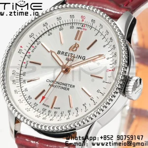 Breitling Navitimer 1 SS 35mm BLS 1:1 Best Edition White Dial on Red Leather Strap A2824 - Super Clone Watch | 1:1 Best Version