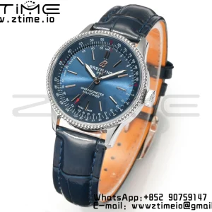 Breitling Navitimer 1 A17395161C1P2 SS 35mm BLS 1:1 Best Edition Quadrante argentato su cinturino in pelle blu A2824 - Orologio Super Clone | 1:1 Best Version