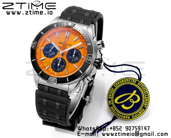 Breitling Chronomat B01 AB01364A1I1S1 44mm SS BLS 1:1 Best Edition  Yellow Dial on Black Rubber Strap A7750 - Super Clone Watch | 1:1 Best Version