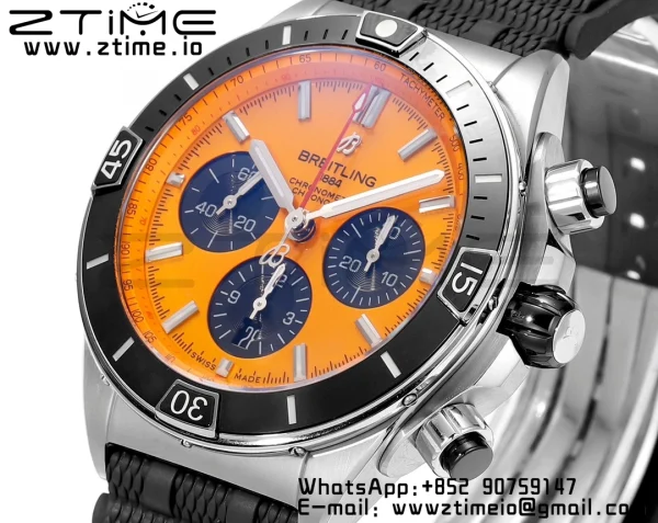 Breitling Chronomat B01 AB01364A1I1S1 44mm SS BLS 1:1 Best Edition  Yellow Dial on Black Rubber Strap A7750 - Super Clone Watch | 1:1 Best Version