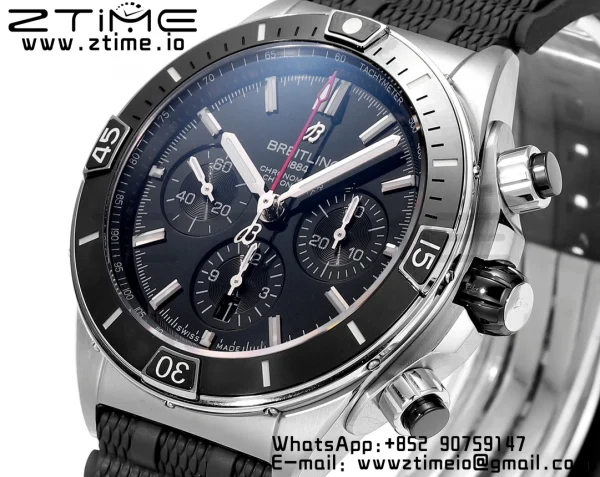 Breitling Chronomat B01 AB0136251B2S1 44mm SS BLS 1:1 Best Edition  Blac Dial on Black Rubber Strap A7750 - Super Clone Watch | 1:1 Best Version