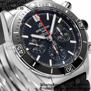 Breitling Chronomat B01 AB0136251B2S1 44mm SS BLS 1:1 Best Edition  Blac Dial on Black Rubber Strap A7750 - Super Clone Watch | 1:1 Best Version