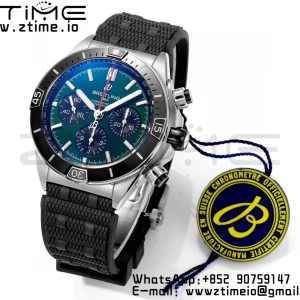 Breitling Chronomat B01 AB0136251L1S1 44mm SS BLS 1:1 Best Edition  Green Dial on Black Rubber Strap A7750 - Super Clone Watch | 1:1 Best Version