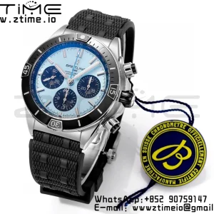 Breitling Chronomat B01 PB0136251C1S1  44mm SS BLS 1:1 Best Edition Ice Blue Dial on Black Rubber Strap A7750 - Super Clone Watch | 1:1 Best Version