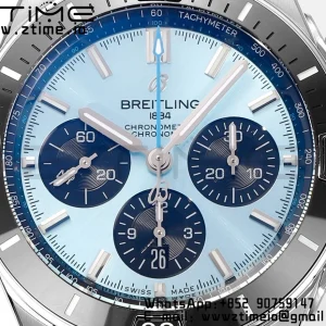 Breitling Chronomat B01 PB0136251C1S1  44mm SS BLS 1:1 Best Edition Ice Blue Dial on Black Rubber Strap A7750 - Super Clone Watch | 1:1 Best Version