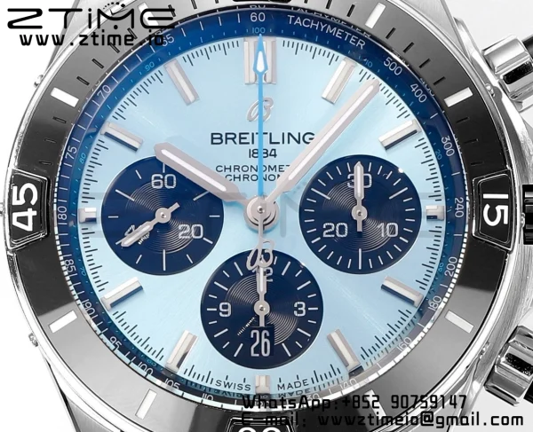 Breitling Chronomat B01 PB0136251C1S1  44mm SS BLS 1:1 Best Edition Ice Blue Dial on Black Rubber Strap A7750 - Super Clone Watch | 1:1 Best Version