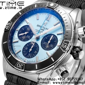 Breitling Chronomat B01 PB0136251C1S1  44mm SS BLS 1:1 Best Edition Ice Blue Dial on Black Rubber Strap A7750 - Super Clone Watch | 1:1 Best Version