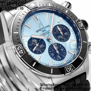 Breitling Chronomat B01 PB0136251C1S1  44mm SS BLS 1:1 Best Edition Ice Blue Dial on Black Rubber Strap A7750 - Super Clone Watch | 1:1 Best Version