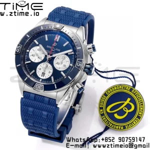 Breitling Chronomat B01 AB0136161C1S1 44mm SS BLS 1:1 Best Edition Blue Dial on Black Rubber Strap A7750 - Super Clone Watch | 1:1 Best Version