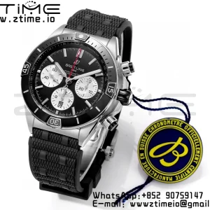Breitling Chronomat B01 AB0136251B1S1 44mm SS BLS 1:1 Best Edition Black Dial on Black Rubber Strap A7750 - Super Clone Watch | 1:1 Best Version