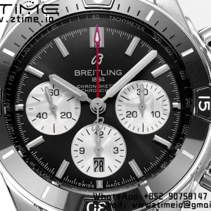 Breitling Chronomat B01 AB0136251B1S1 44mm SS BLS 1:1 Best Edition Black Dial on Black Rubber Strap A7750 - Super Clone Watch | 1:1 Best Version