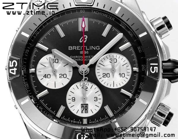 Breitling Chronomat B01 AB0136251B1S1 44mm SS BLS 1:1 Best Edition Black Dial on Black Rubber Strap A7750 - Super Clone Watch | 1:1 Best Version