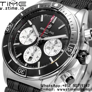 Breitling Chronomat B01 AB0136251B1S1 44mm SS BLS 1:1 Best Edition Black Dial on Black Rubber Strap A7750 - Super Clone Watch | 1:1 Best Version