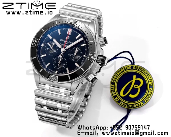 Breitling Chronomat B01 AB0136251B2S1 44mm SS BLS 1:1 Best Edition Black Dial on Stainless Steel Strap A7750 - Super Clone Watch | 1:1 Best Version