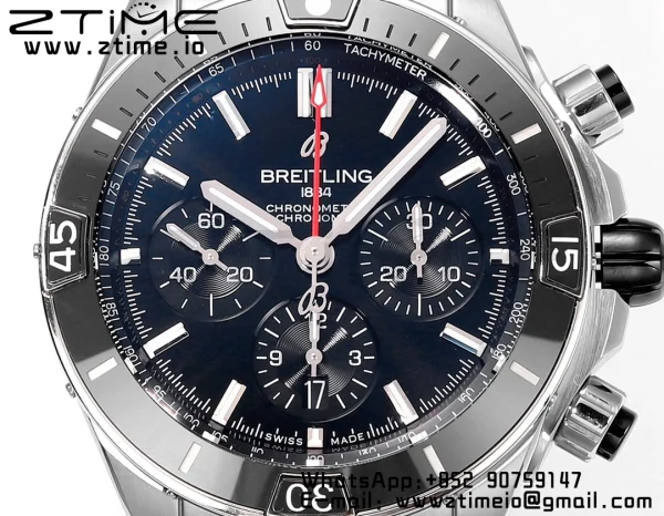 Breitling Chronomat B01 AB0136251B2S1 44mm SS BLS 1:1 Best Edition Black Dial on Stainless Steel Strap A7750 - Super Clone Watch | 1:1 Best Version