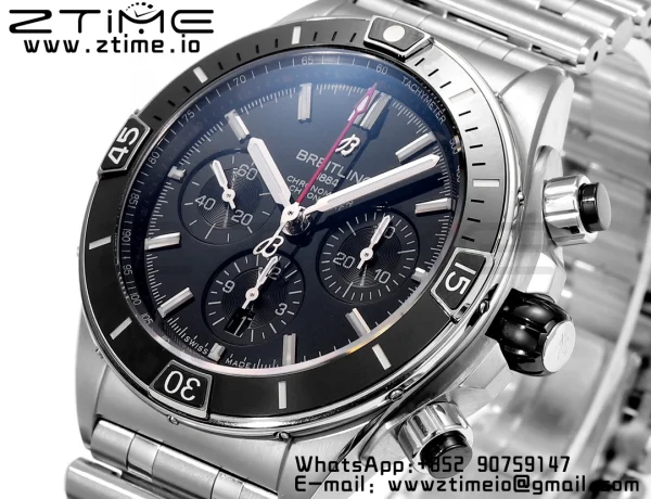 Breitling Chronomat B01 AB0136251B2S1 44mm SS BLS 1:1 Best Edition Black Dial on Stainless Steel Strap A7750 - Super Clone Watch | 1:1 Best Version