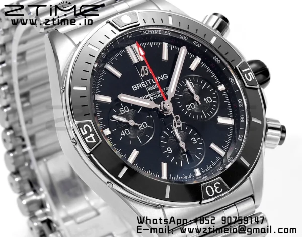 Breitling Chronomat B01 AB0136251B2S1 44mm SS BLS 1:1 Best Edition Black Dial on Stainless Steel Strap A7750 - Super Clone Watch | 1:1 Best Version