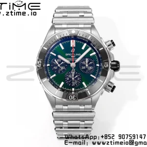 Breitling Chronomat B01 AB0136251L1S1 44mm SS BLS 1:1 Best Edition Green Dial on Stainless Steel Strap A7750 - Super Clone Watch | 1:1 Best Version