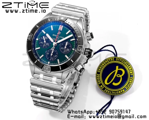 Breitling Chronomat B01 AB0136251L1S1 44mm SS BLS 1:1 Best Edition Green Dial on Stainless Steel Strap A7750 - Super Clone Watch | 1:1 Best Version