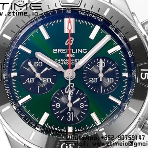 Breitling Chronomat B01 AB0136251L1S1 44mm SS BLS 1:1 Best Edition Green Dial on Stainless Steel Strap A7750 - Super Clone Watch | 1:1 Best Version