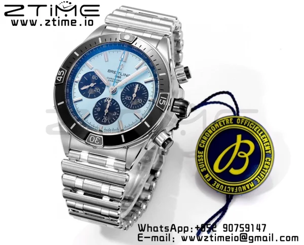 Breitling Chronomat B01 PB0136251C1S1 44mm SS BLS 1:1 Best Edition Ice Blue Dial on Stainless Steel Strap A7750 - Super Clone Watch | 1:1 Best Version