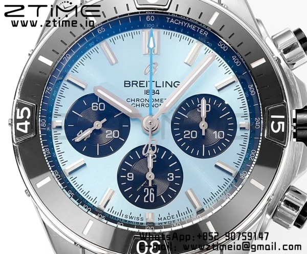 Breitling Chronomat B01 PB0136251C1S1 44mm SS BLS 1:1 Best Edition Ice Blue Dial on Stainless Steel Strap A7750 - Super Clone Watch | 1:1 Best Version