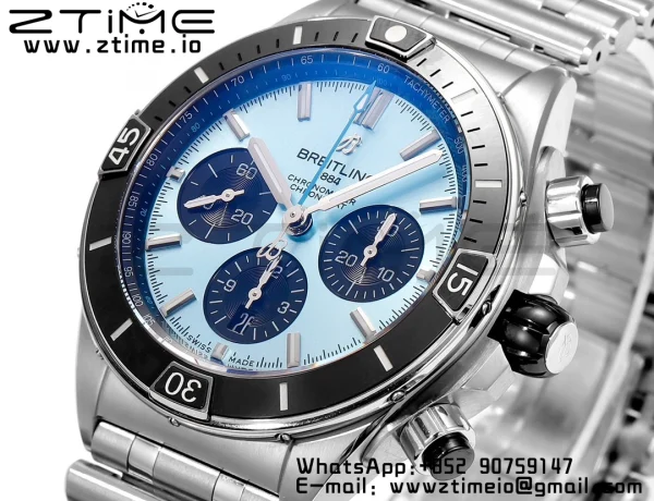 Breitling Chronomat B01 PB0136251C1S1 44mm SS BLS 1:1 Best Edition Ice Blue Dial on Stainless Steel Strap A7750 - Super Clone Watch | 1:1 Best Version