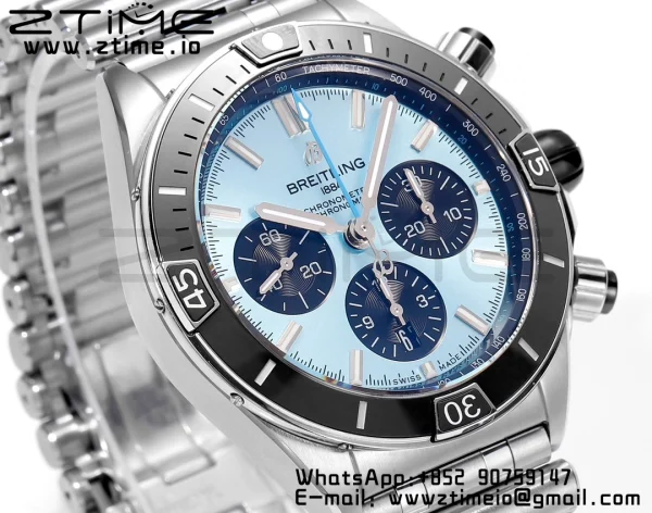 Breitling Chronomat B01 PB0136251C1S1 44mm SS BLS 1:1 Best Edition Ice Blue Dial on Stainless Steel Strap A7750 - Super Clone Watch | 1:1 Best Version