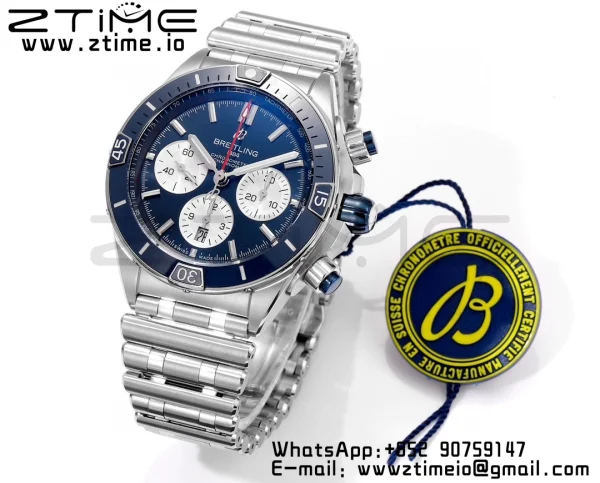 Breitling Chronomat B01 AB0136161C1A1 44mm SS BLS 1:1 Best Edition  Blue Dial on Stainless Steel Strap A7750 - Super Clone Watch | 1:1 Best Version