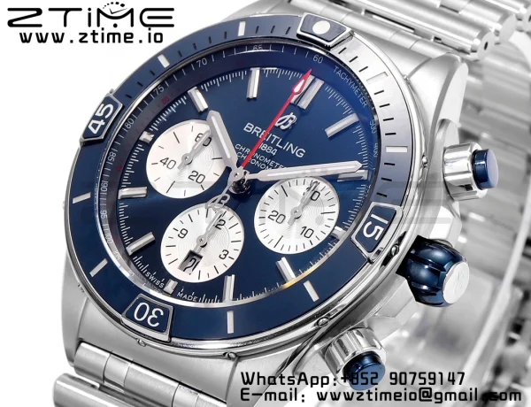 Breitling Chronomat B01 AB0136161C1A1 44mm SS BLS 1:1 Best Edition  Blue Dial on Stainless Steel Strap A7750 - Super Clone Watch | 1:1 Best Version
