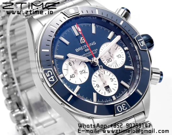 Breitling Chronomat B01 AB0136161C1A1 44mm SS BLS 1:1 Best Edition  Blue Dial on Stainless Steel Strap A7750 - Super Clone Watch | 1:1 Best Version
