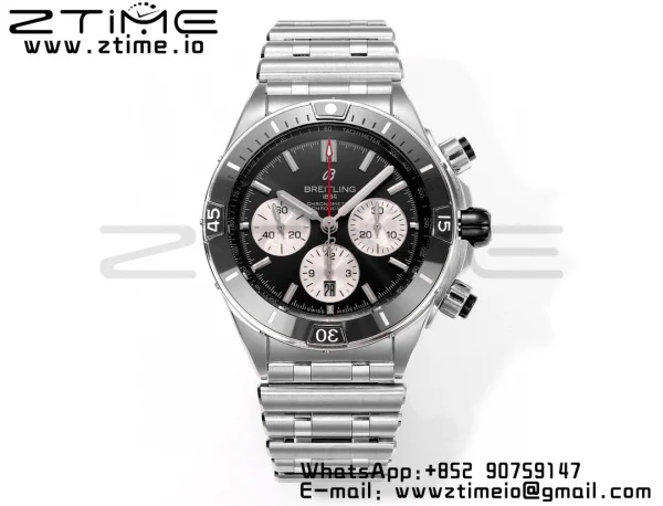 Breitling Chronomat B01 AB0136251B1A1 44mm SS BLS 1:1 Best Edition  Black Dial on Stainless Steel Strap A7750 - Super Clone Watch | 1:1 Best Version